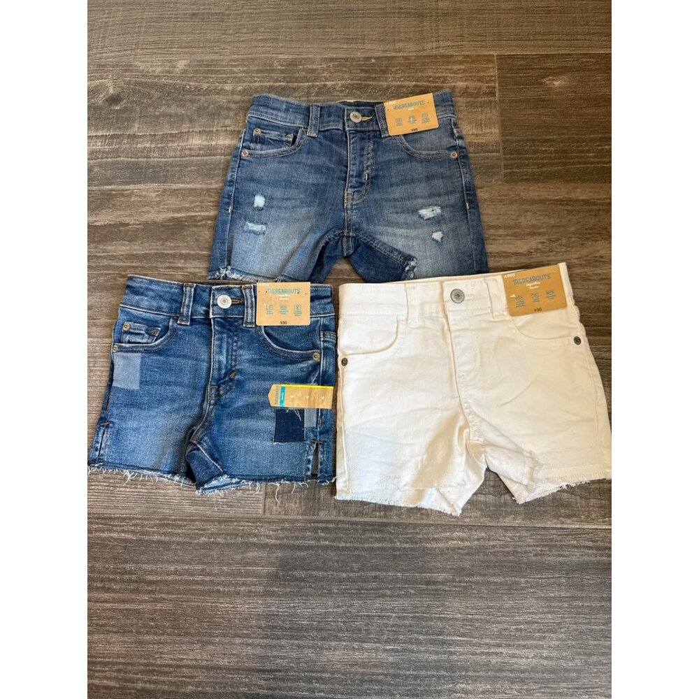 ThereAbouts  Girl's size 4 Jean Shorts 3 pairs Denim & white NEW